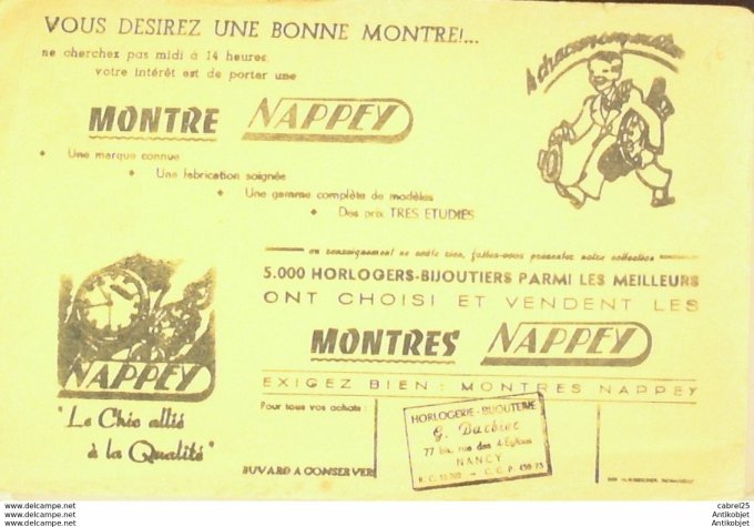 Buvard Nappey Horlogerie Nancy