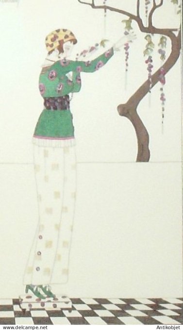 Gravure de mode Costume Parisien 1912 pl.20 MARTIN Charles Fourreau de crêpe