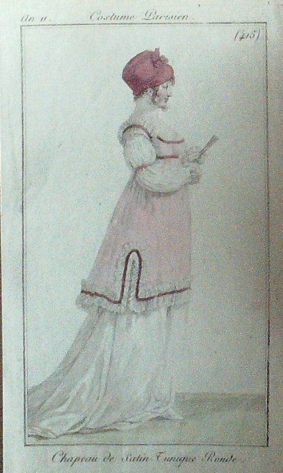 Gravure Mode Costume Parisien 1802 an 10 # 415 (eau forte old Fashion plate