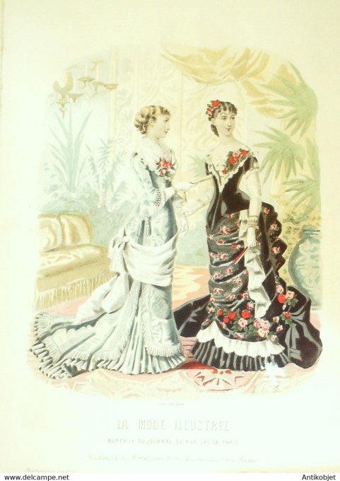 Gravure de mode La Mode illustrée 1881 n°50 (Maison Fladry-Coussinet)