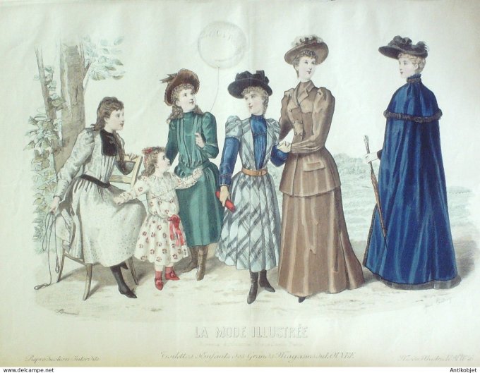 Gravure Mode illustree 1891 # 46 (Old Fashion plate) RARE