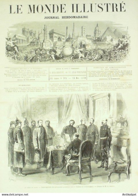 Le Monde illustré 1870 n°715 La Courneuve (93) église st-Lucien Villiers Champigny (94) interrogatoi