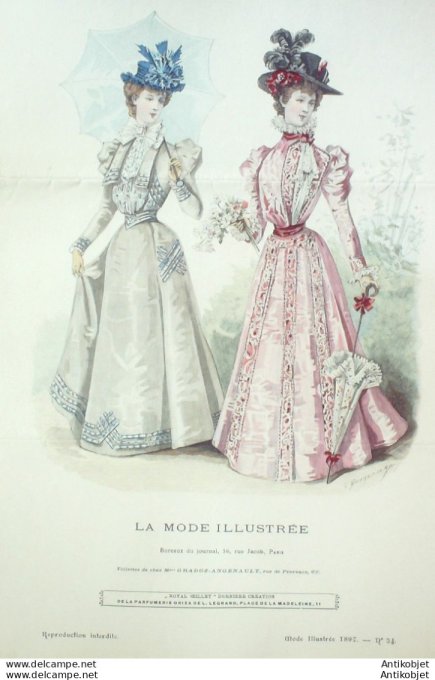 Gravure Mode illustree 1897 # 24 (Old Fashion plate) rare