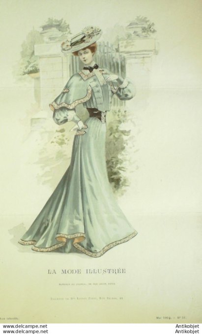 Gravure Mode illustree 1904 # 21 (Old Fashion plate) rare