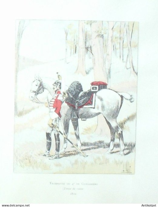 Cavalier Cuirassier Trompette du 4ème régiment en 1810 signé Louis Vallet