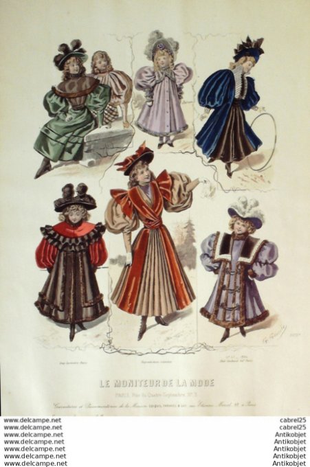 Gravure Mode Le Moniteur 1894 # 47 (Old Fashion plate)