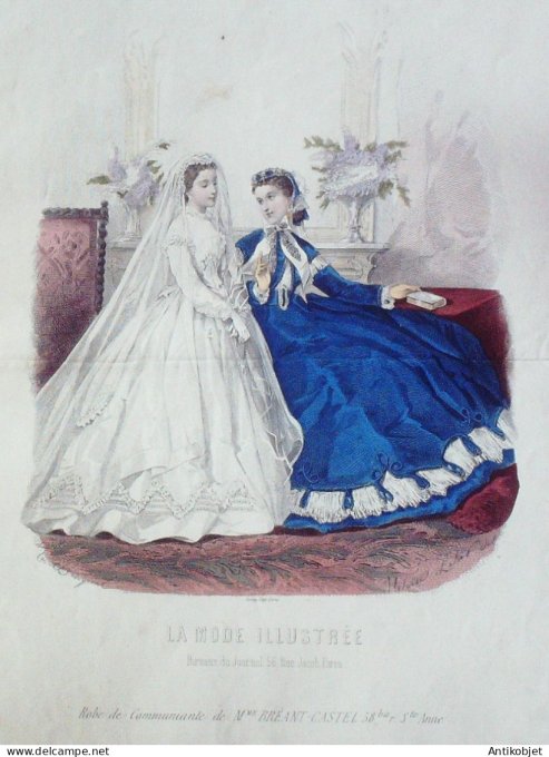 Gravure Mode illustree 1865 # 13 (Old Fashion plate)