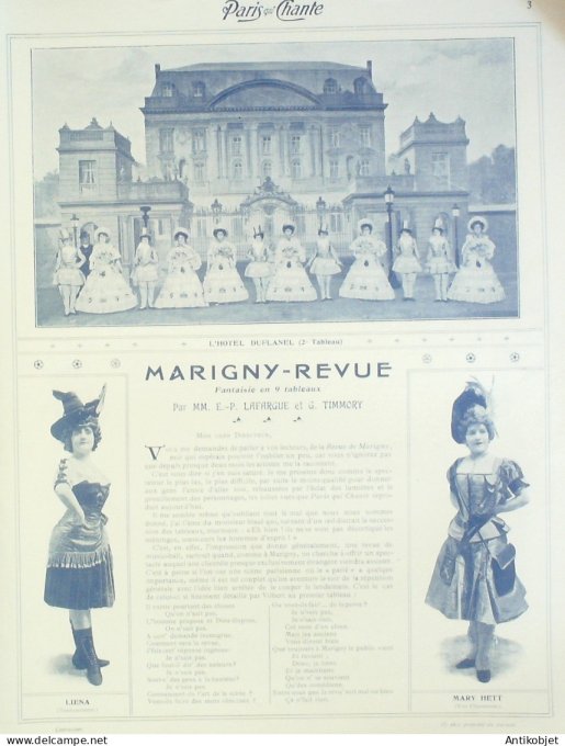 Paris qui chante 1905 n°122 Marigny Léo Pouget Baldy Léone Brétis Paul Clerc