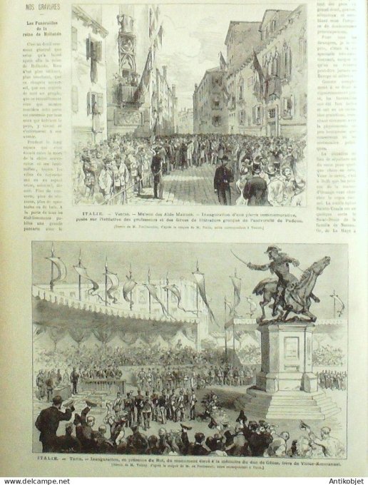 Le Monde illustré 1877 n°1055 Pays-Bas Delft Italie Padoue Turin Montmorency (95)