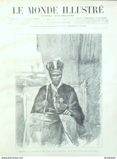 Le Monde illustré 1892 n°1852 Dahomey Porto-Novo roi Toffa tirailleurs Haoussas Chauvigny (86)