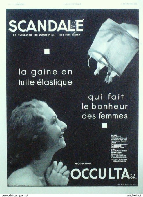 Publicité Lingerie Scandale 1934