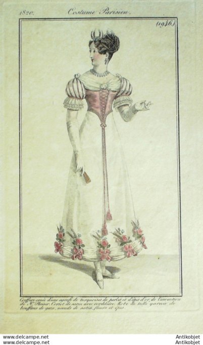 Costume Parisien 1820 # 1946 Robe de tulle garnie de bouffons