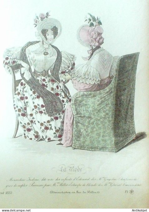 Gravure La mode 1833 # 320 (aquarelle old Fashion plate)