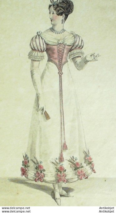 Costume Parisien 1820 # 1946 Robe de tulle garnie de bouffons