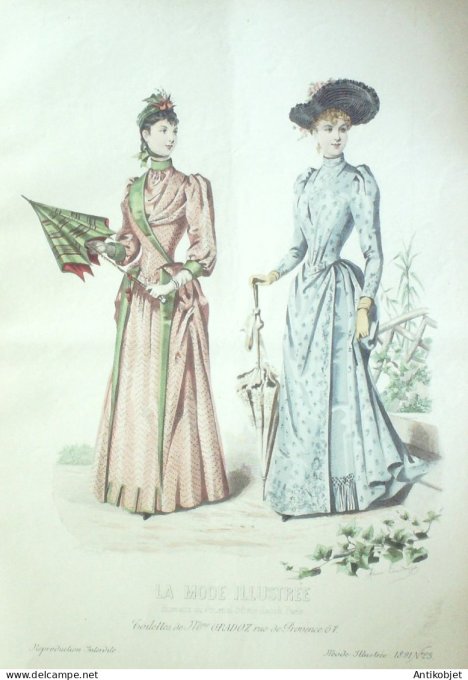Gravure Mode illustree 1891 # 23 (Old Fashion plate) RARE