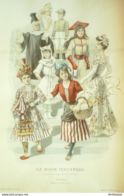 Gravure Mode illustree 1903 #  3 (Old Fashion plate) RARE