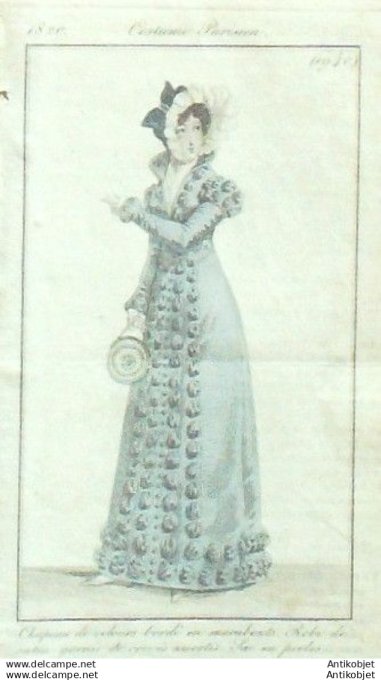 Gravure Mode Costume Parisien 1820 # 1940 (eau forte old Fashion plate