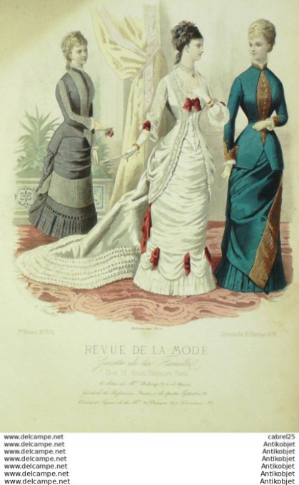 Gravure Mode La Gazette 1879 # 372 (Old Fashion plate)