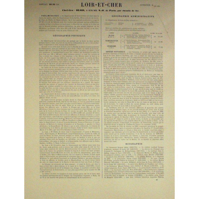 Carte Loir Et Cher (41) Blois Graveur Lecoq Waltner Barbier 1868