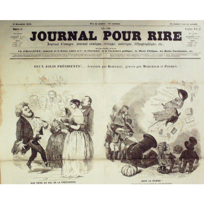 Le Journal pour RIRE 1848 n° 41 PRESIDENTS BERTALL CROQUADES EMY MORINMONTA LORENTZ