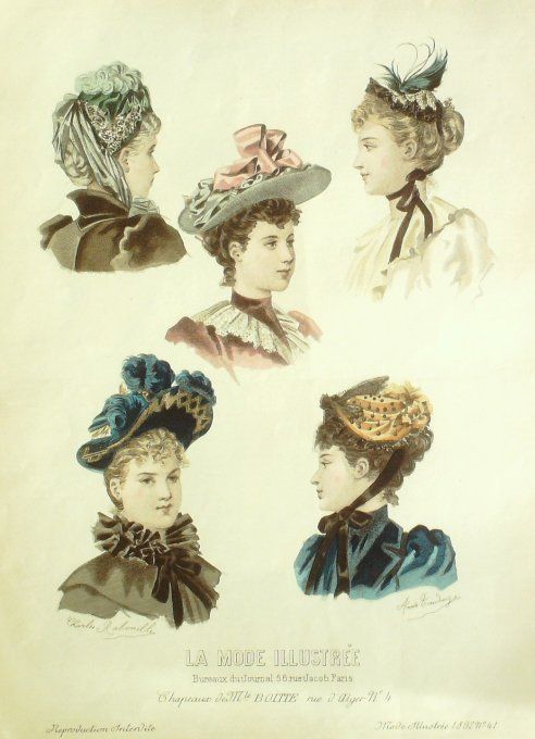 Gravure Mode illustree 1892 # 41 (Old Fashion plate) rare - Copie