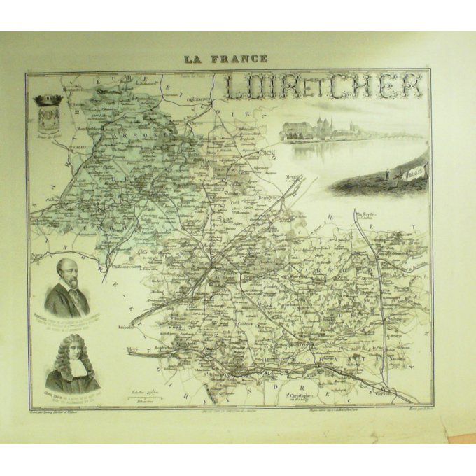 Carte LOIR et CHER (41) BLOIS Graveur LECOQ WALTNER BARBIER 1868