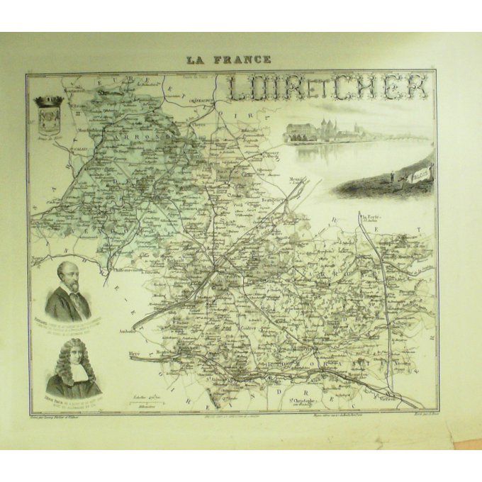 Carte Loir Et Cher (41) Blois Graveur Lecoq Waltner Barbier 1868