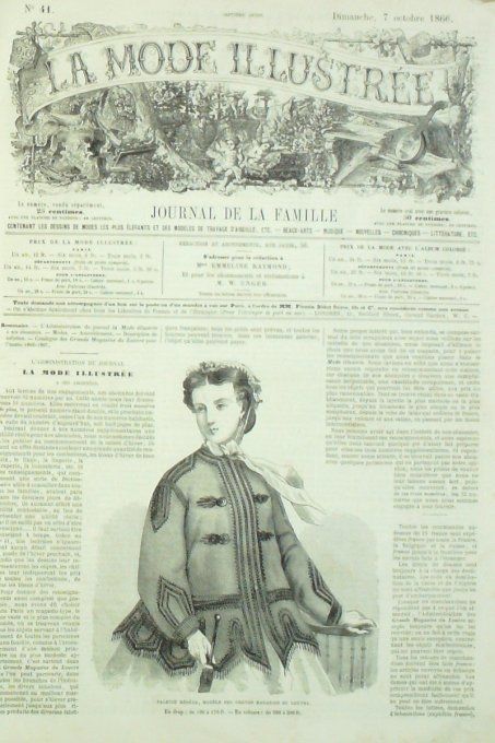 Journal Mode illustrée 1866 # 41 Paletot Réséda