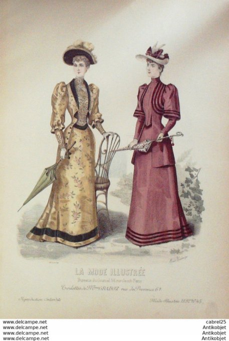 Gravure de mode La Mode illustrée 1892 n°45 (Maison Gradoz)