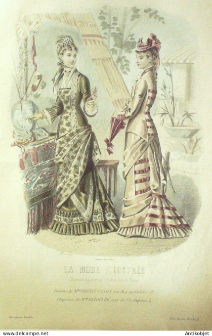 Gravure Mode illustree 1878 # 33 (Old Fashion plate)