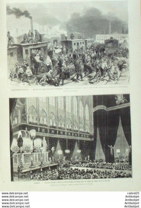 Le Monde illustré 1878 n°1090 Italie Rome Pie IX Calais (62) Cirque Milan Turquie Constantinople Mon