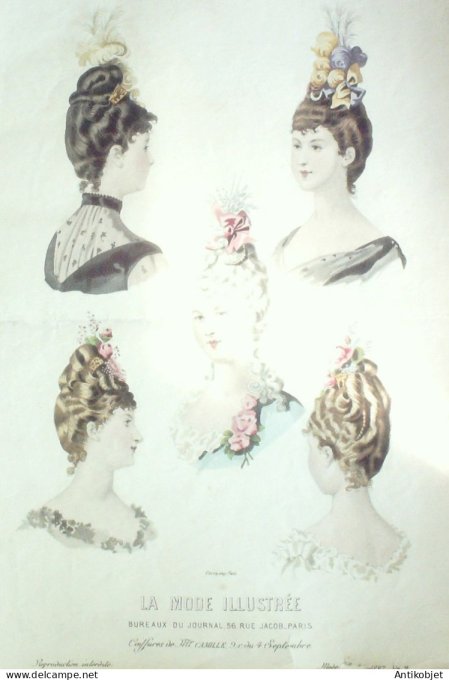 Gravure Mode illustree 1887 #  3 (Old Fashion plate)