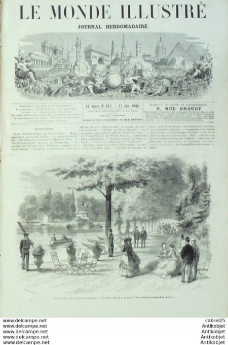 Le Monde illustré 1868 n°585 Le Havre (76) Allemagne Bade Espagne Bilbao Corrida Fontainebleau (77)