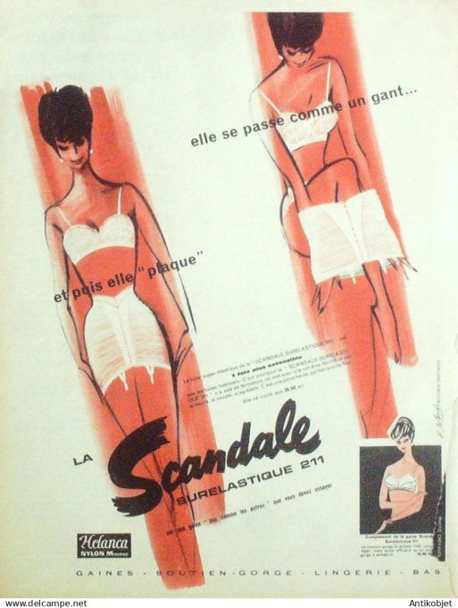 Publicité Lingerie Scandale signée Blonde 1960