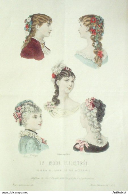 Gravure Mode illustree 1883 #  2 (Old Fashion plate)