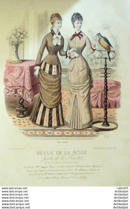 Gravure Mode La Gazette 1879 # 369 (Old Fashion plate)