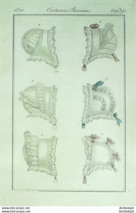 Gravure Mode Costume Parisien 1820 # 1939 (eau forte old Fashion plate
