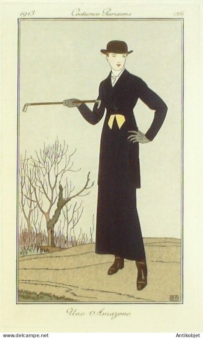 Gravure Mode Costume Parisien 1913 # 126 Boutet de Monvel Bernard (eau forte)