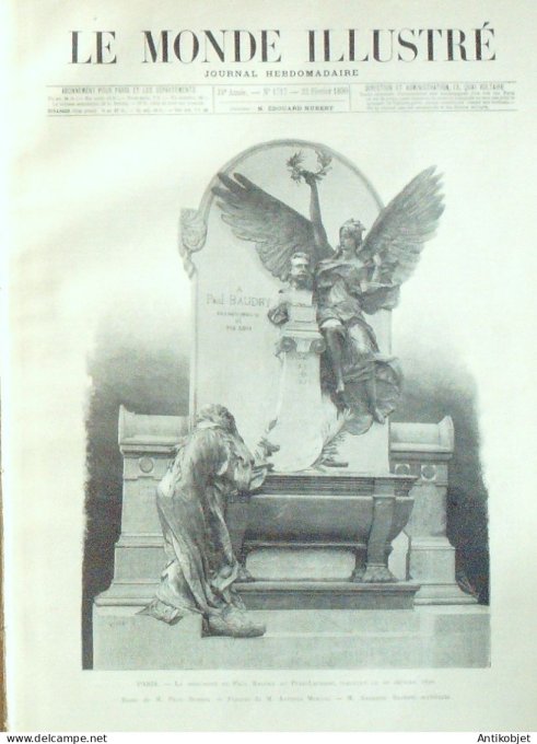 Le Monde illustré 1890 n°1717 Père-Lachaise Paul Baudry duc de Luynes Ernest Reyer