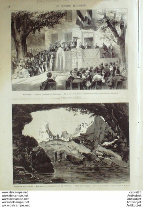 Le Monde illustré 1874 n°902 Avignon (84) Centenaire Pétrarque Nigra Italie Milan Montmartre Sacre C