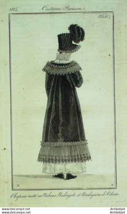 Costume Parisien 1814 # 1441 Redingote et brodequins velours