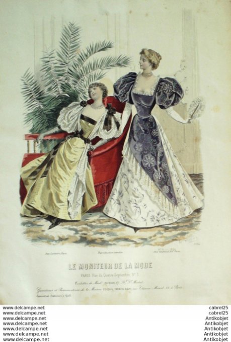 Gravure Mode Le Moniteur 1894 # 51 (Old Fashion plate)