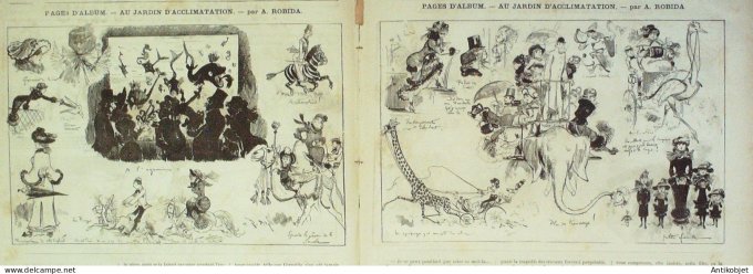 La Caricature 1880 #  49 Publics de Paris Trock Jardin d'Acclimitation Robida