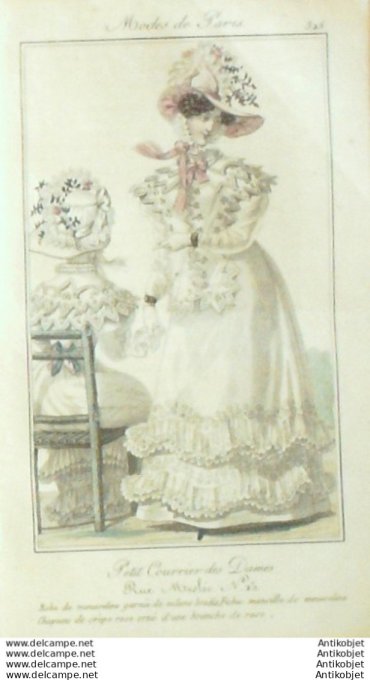 Gravure Mode Courrier des Dames 1825 #  325 (eau forte old Fashion plate)
