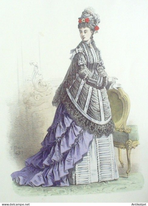 Gravure Mode Elegance Parisienne 1870 # 431 (Old Fashion plate)