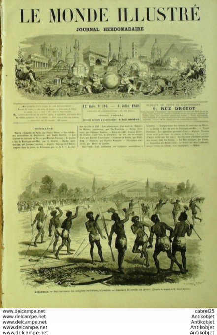 Le Monde illustré 1868 n°586 Boulogne (62) Pérou Lima Aguador Algérie Relizanne Alger La Mina