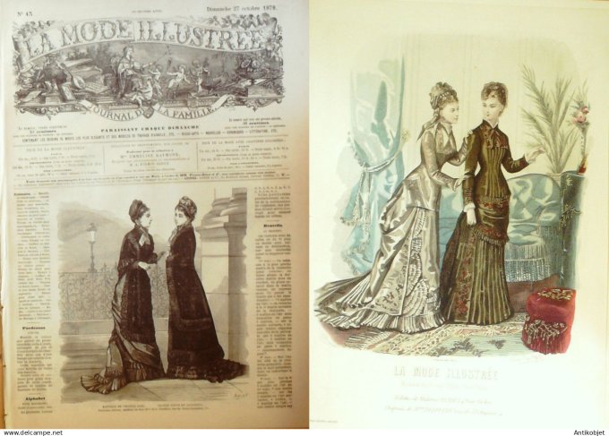 La Mode illustrée journal + gravure 1878 # 43