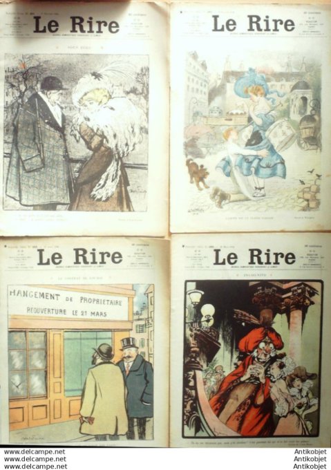 Le Rire 1908 lot 4 revues Faivre Haye Morin Willette Flores Fabiano Welly Hemard Blin