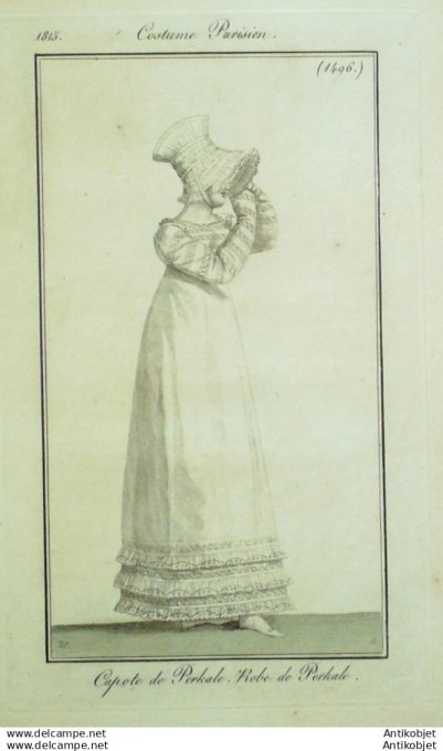 Gravure Mode Costume Parisien 1815 # 1496 (eau forte old Fashion plate