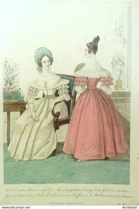 Gravure La mode 1836 # 492 (aquarelle old Fashion plate)